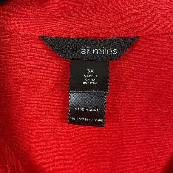 Ali Miles Christmas Red Button Front Blouse Sz.3X - Picture 5 of 11